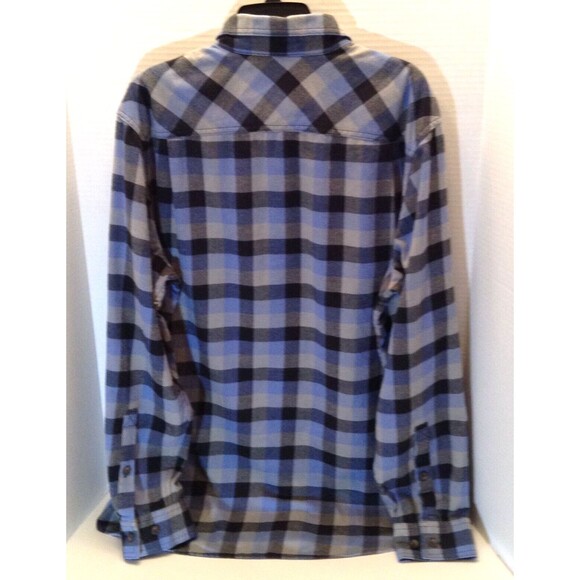 Duluth Trading Shirt Men LT Tall Blue Plaid Flannel 40 Grit Work Gorpcore Grunge - Picture 6 of 10